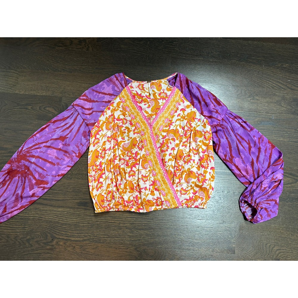 Free people Cruisin' Together Print Top‎ Boho Casual  Vibrant paisley ~XS
